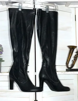Franco Sarto Artise Over The Knee Boots Black Leather 9.5 thumbnail 1