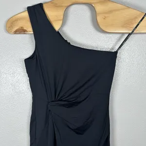 Bardot One Shoulder Bodycon Midi Dress Womens Size 8/Medium Black Slit Cocktail thumbnail 2