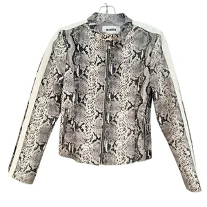 BB Dakota Moto Jacket Women XS Grey Snakeskin Faux Leather Biker Streetwear Edgy thumbnail 1