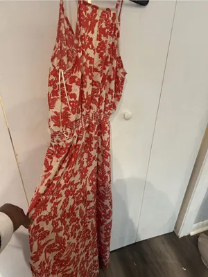 Prómesa Cream Dress with Coral-Red Floral Print thumbnail 10
