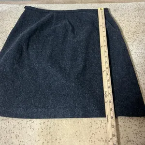 Eddie Bauer Gray 100% Wool Wrap Mini Dark Academia Skirt Lined‎ Size 14 Preppy thumbnail 3