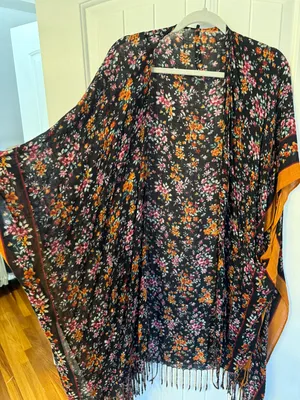 American Eagle Black Floral Kimono thumbnail 2