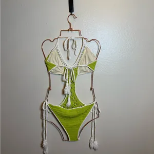 Solid & Striped The Marina Crochet One Piece In Kiwi Green‎ thumbnail 5