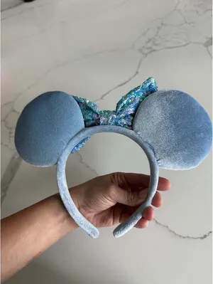 Disney Minnie Mouse Ear Headband with Sequined Bow - Cornflower Blue thumbnail 3