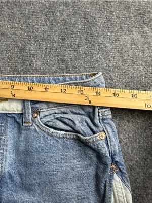 We the Free by Free People Woman Size 25 two-tone light wash denim mini Skirt thumbnail 4