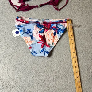 Cupshe Bikini Womens XS Burgundy Wrap Top Floral‎ Bathing Suit Two Piece NEW thumbnail 4