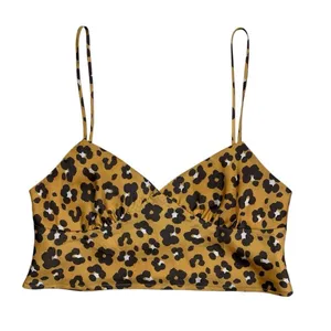 Urban Outfitters 4SI3NN4 Mustard Brown‎ Leopard Print Spaghetti Strap Crop Top S thumbnail 1