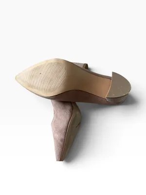 Michael Kors Elaina beige suede block heel pointy toe pumps shoes size 9 thumbnail 6