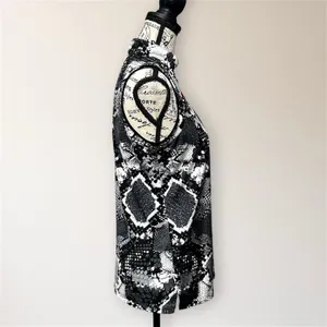 Jamie Sadock Golf Top Womens S Snake Print Sleeveless 1/4 Zip Stretch‎ Black thumbnail 7