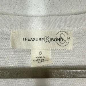 Treasure and Bond White Deep V Peplum Button Detail Cotton Blouse Size Small thumbnail 2