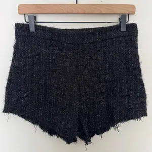 Zara Studio Black Tweed Sparkle High Waisted Shorts Size Medium New thumbnail 3