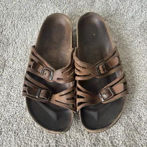 Birkenstock Granada Mocha Birkibuc Sandal Strappy Cushion Support Cork Slide On thumbnail 3
