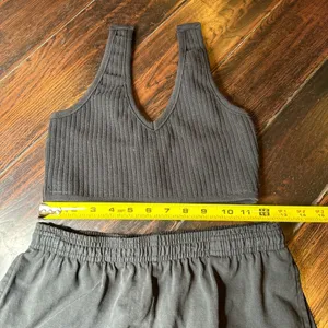Ribbed top and cotton shorts set Los Angeles Apparel casual lounge basic summer thumbnail 4