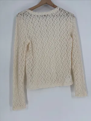 Loft cream lace long sleeve top large new thumbnail 4