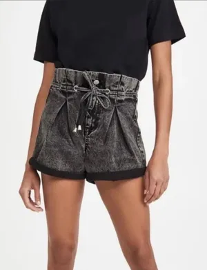 Blank NYC Acid Wash Denim High Waist Paper Bag Shorts Women’s Size 25 NWT v6x thumbnail 1