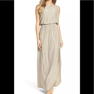 Natalie Deayala drape back silk column dress. NWT Tan thumbnail 5