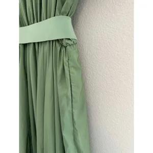 Norma Kamali Super Oversized Sleeveless Boyfriend Shirt Flared Gown Green Small thumbnail 8