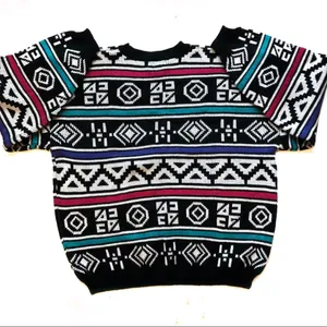 Parrinello Sweater Geometric Pattern Vintage Size L thumbnail 2