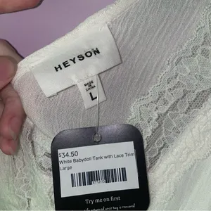 NEW Hayson Size L White Lace Trim Babydoll Tank Top 90s Y2K Cottage Fairy thumbnail 4