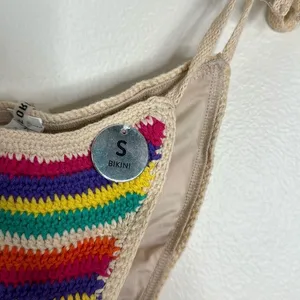 Forever 21 Y2K colorful crochet string bikini swim bottoms size‎ small boho cute thumbnail 4