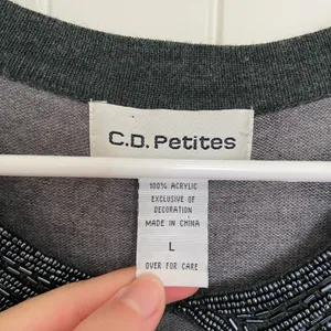 EUC | Vintage C.D. petites women’s floral beaded neck acrylic‎ sweater large thumbnail 5