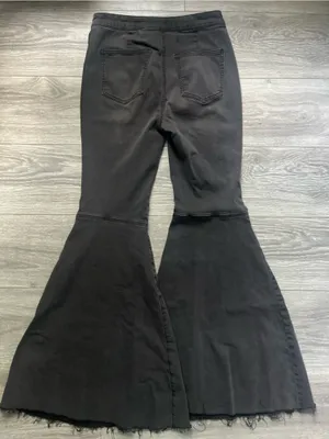 We the Free Washed Black Super Flare Bell Bottom Denim Jeans Retro Boho Size 29 thumbnail 2