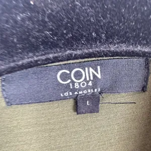 Coin 1804 Green Collared Short Roll Tab Sleeve Knit Button Up Blouse Size Large‎ thumbnail 5