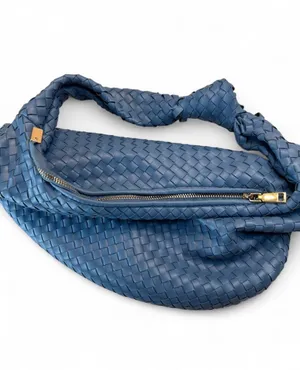 Melie Bianco Blue woven leather Bottega Veneta handbag #luxury #designer thumbnail 3