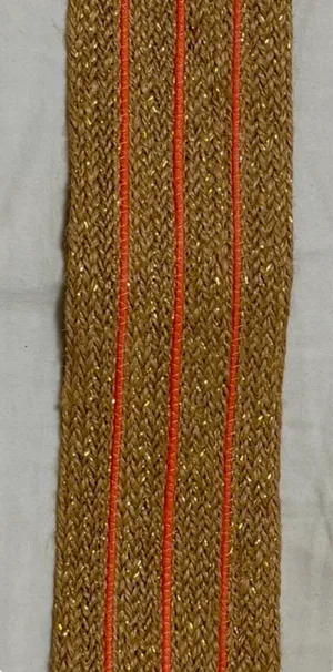 Anthropologie Jute Wide Waist Belt features a woven straw texture with vertical pink stripes thumbnail 2