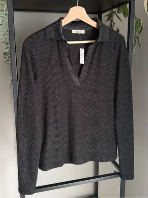 NWT Madewell V Neck Polo Top thumbnail 1