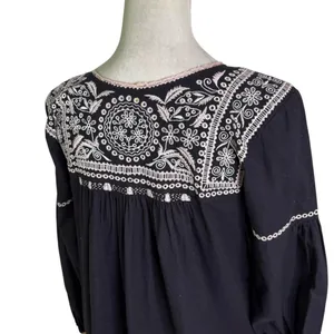 Ulla Johnson Boho Mira Black Pink Cotton Embroidered Tasseled Mini Dress Size 6 thumbnail 8