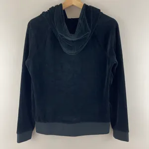 Y2K Black Velvet Velour Hooded Tracksuit Jacket Sweatshirt thumbnail 7