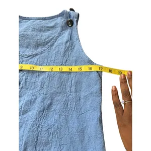 Casual Loose A Line Sleeveless Blue Button Detail Tunic Dress With Pockets Sz M thumbnail 6