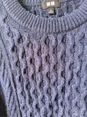 Uniqlo Navy Blue Cable Knit Crewneck Sweater Size XL thumbnail 3