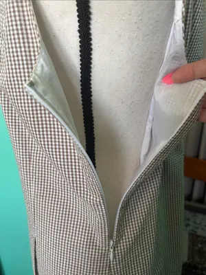 Tibi light brown & White Gingham Midi Dress with Crochet Trim thumbnail 7