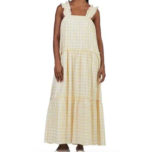 Charlie Holiday Yellow & White Gingham Plaid Lottie Dress Long Maxi Size 6 thumbnail 10