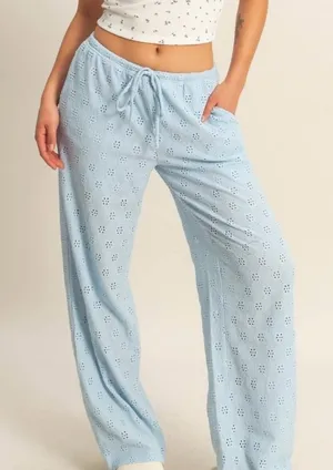HYFVE Light Blue Wide Leg Pants thumbnail 1
