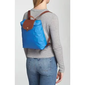Longchamp Cobalt Le Pliage Original Nylon Leather Trim Foldable Backpack thumbnail 2