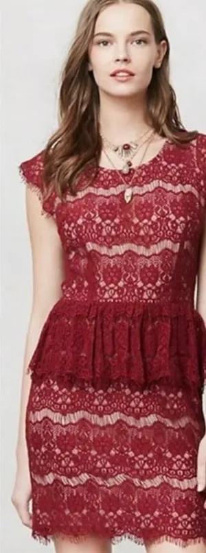 Anthropologie Maeve Elsa Lace Peplum Dress thumbnail 1