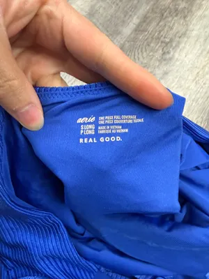 Aerie Blue Ribbed One Piece Swimsuit thumbnail 9