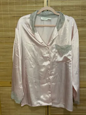 Victoria’s Secret vintage 90s gold label satin lace pajama set top shirt large thumbnail 2