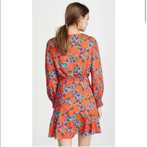 Saloni Eve Mini Dress Tangerine Sweetpeas‎ Chiffon Viscose Smock V Neck Size 0 thumbnail 7