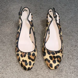J.Crew Slingback Block Heel Pump Leopard‎ Calf Hair Leather Rich Mohagany 7.5 thumbnail 2