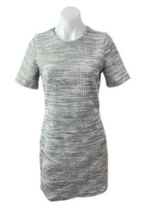 Club Monaco Women's Gray Heather Tweed Short Sleeve Mini Sheath Dress Size M thumbnail 1