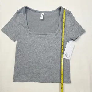 90 Degree by Reflex Top Womens M Gray Ribbed Seamless Square Neck Stretch Size M thumbnail 4