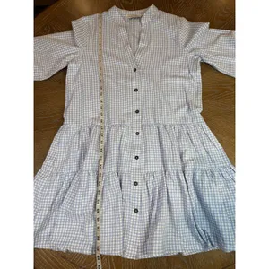 Petal & Pup Daria Dress Tiered Mini Gingham‎ Button White Blue Size Small thumbnail 8