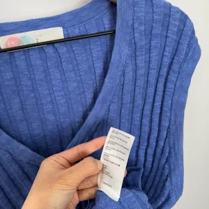 Free People Large Veda Long Sweater Vest Blue Iris Beach Resort Vacation Relaxed thumbnail 2