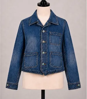 Lauren Ralph Lauren Denim Trucker Jacket Medium Wash Concho Buttons Blue Large thumbnail 1
