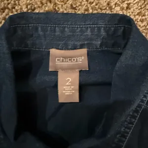 Chico's Dark Blue Denim Shirt thumbnail 3