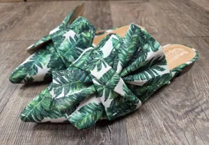 Schutz D’Ana Print Twisted Mule Palm Green White Slip On Point Toe Shoes 8.5B thumbnail 1
